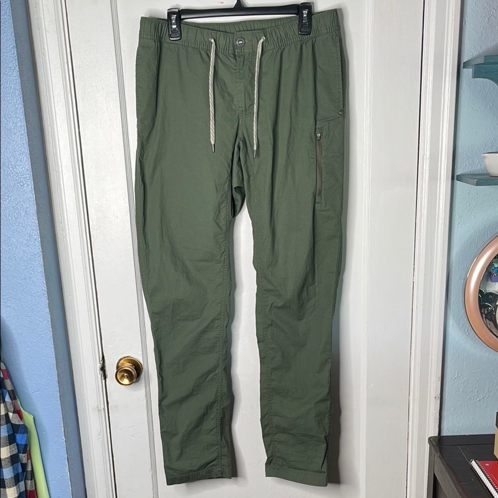 Vuori Mens Large Pants Green Drawstring Elastic Waist Ripstop Hiking Outdoor L